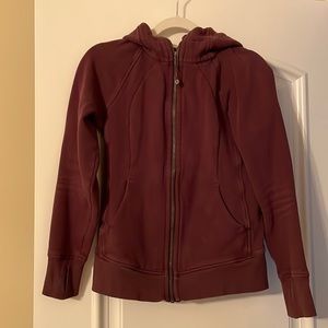 Lululemon burgundy Full zip hoodie with pockets and thumb holes